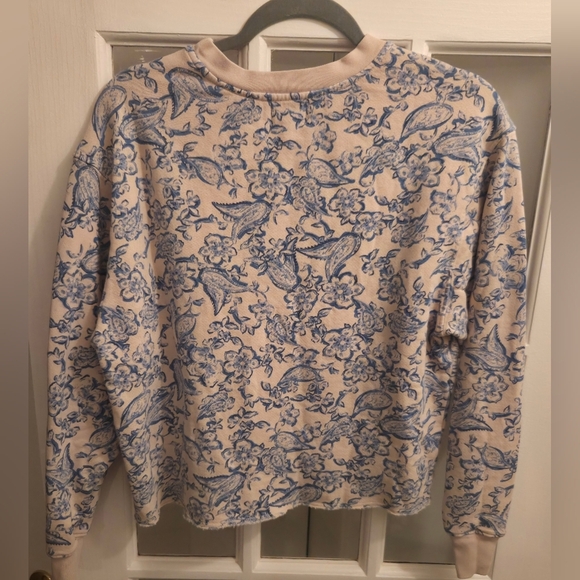 Sundry By "Anthropologie" Cream & Blue Patterned Sweater - Picture 6 of 7